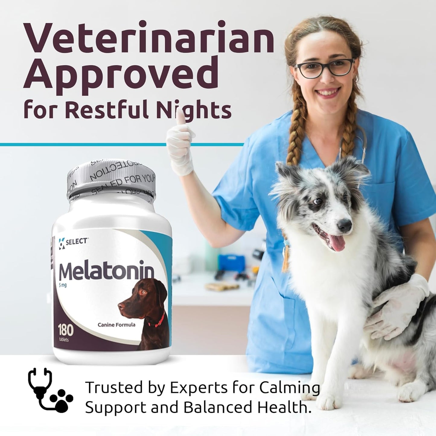 K9 Select Melatonin for Dogs – Calming Aid & Quiet Moments Supplement – 5 mg, 180 Beef Flavoured Tablets for Large Dogs