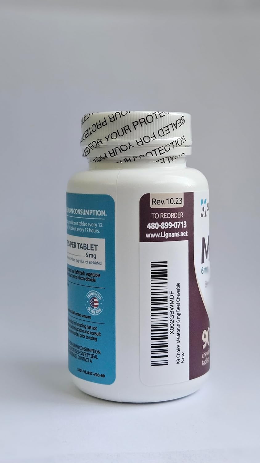 K9 Select Melatonin for Large Dogs – Composure & Calming Chews – 6 mg, 90 Beef Flavoured Tablets for Stress & Sleep Support