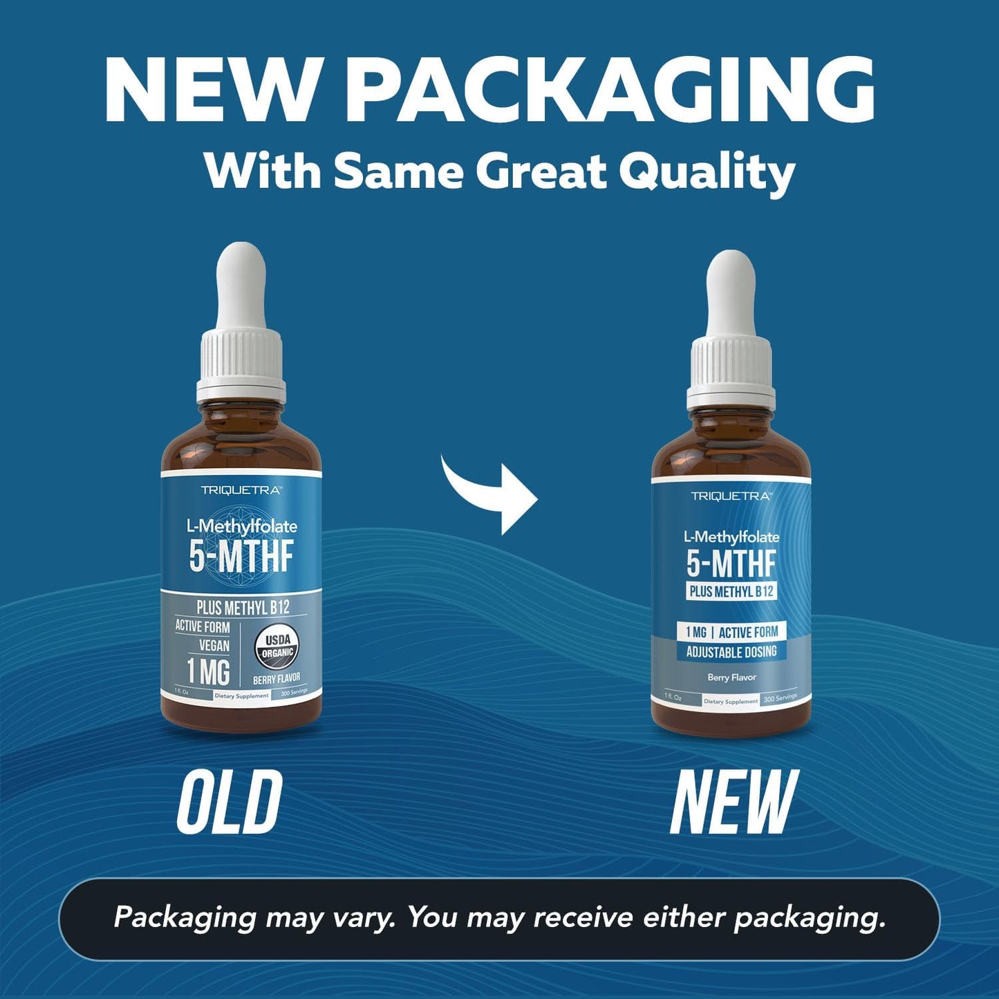 Organic Methyl Folate 1000 mcg + Methyl B12 Liquid Sublingual – 300 Servings – Organic Berry Flavor