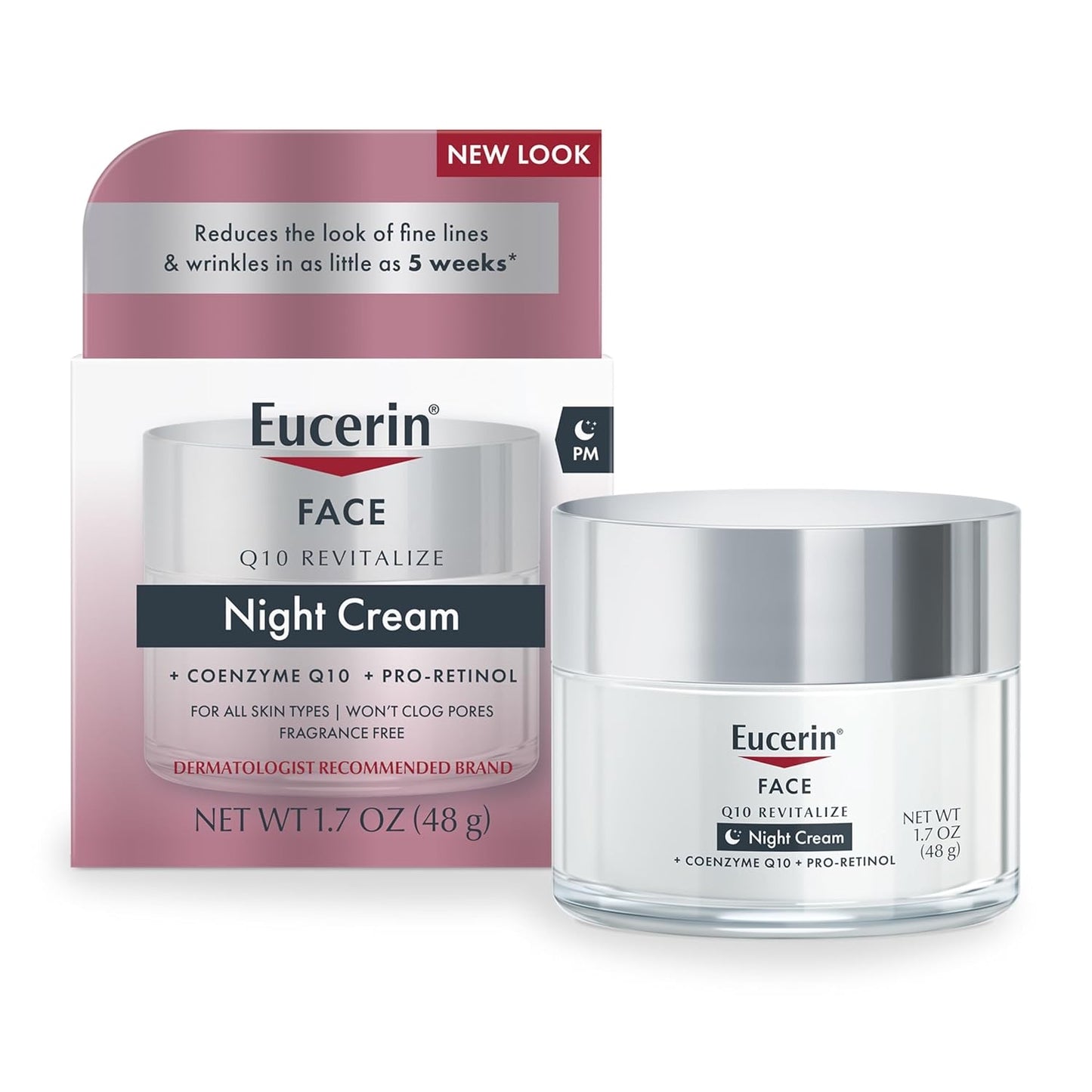 Eucerin Q10 Night Cream – Gentle Facial Moisturizer with Pro-Retinol & Vitamin E for Sensitive Skin – 1.7 oz (48 g)