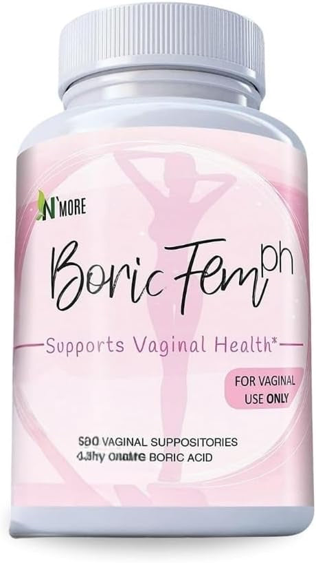 N'More Boric Acid Vaginal Suppositories – 100% Pure Boricfem Formula – pH Balance & Feminine Freshness Support – 30 Count, Made in USA