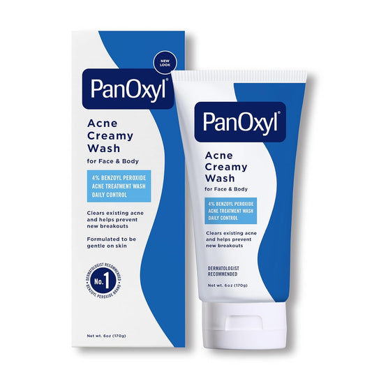 PanOxyl Antimicrobial Hydrating Acne Creamy Wash – 4% Benzoyl Peroxide – 6 oz (177 mL) Face & Body Cleanser