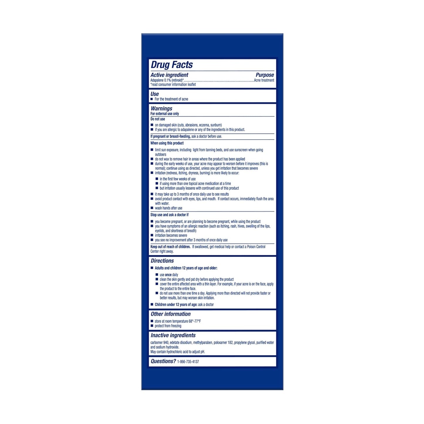 Differin Acne Treatment Gel – 0.1% Adapalene Retinoid – 45g Pump (90-Day Supply) – Gentle Skincare for Acne-Prone Sensitive Skin