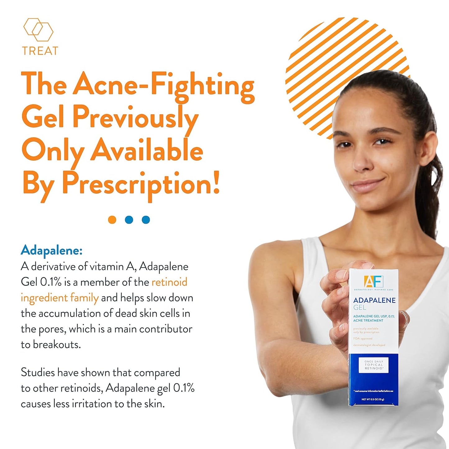 Acne Free Adapalene Gel 0.1% – Once-Daily Topical Retinoid for Acne-Prone Skin – 1.6 oz (45 g) Dermatologist Developed Formula