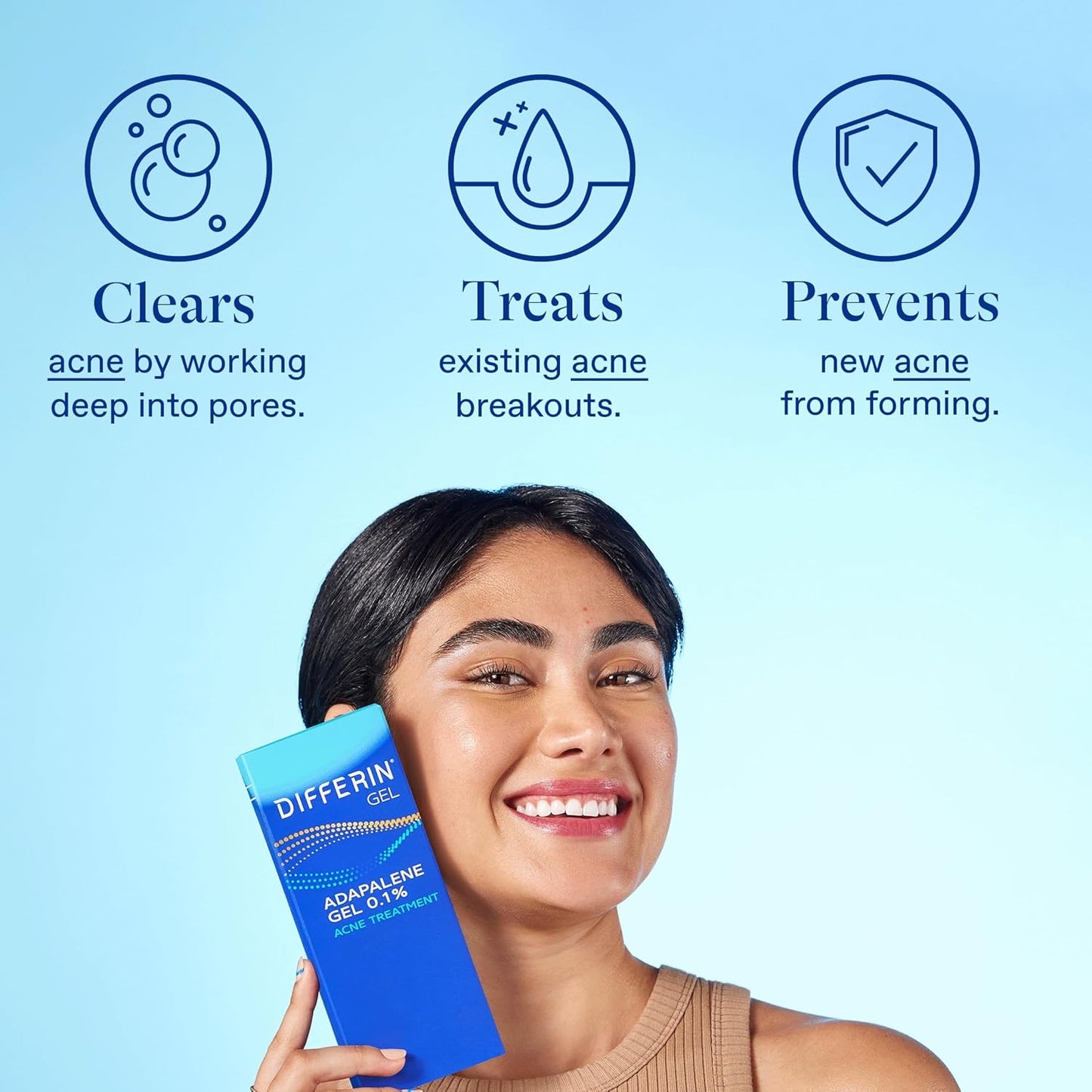 Differin Acne Treatment Gel – 0.1% Adapalene Retinoid – 45g Pump (90-Day Supply) – Gentle Skincare for Acne-Prone Sensitive Skin