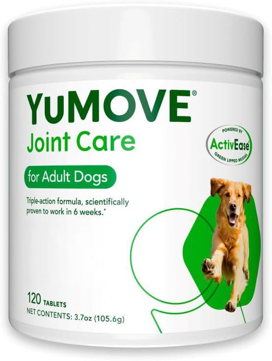 Adult Dog Tablets | Hip and Joint Supplement for Dogs with Glucosamine, Chondroitin, Hyaluronic Acid, Green Lipped Mussel | Dogs Aged 6 to 8 | 120 Count Tablets, Treat Colored