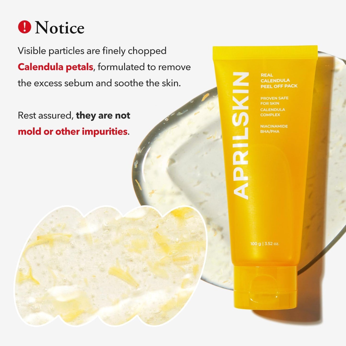 APRILSKIN Calendula Flower-Infused Facial Peel Off Mask, 3.52 fl. oz, PHA, BHA & Niacinamide gently exfoliates, removes impurities, improves uneven skin tone, and minimizes pores, Korean Skincare