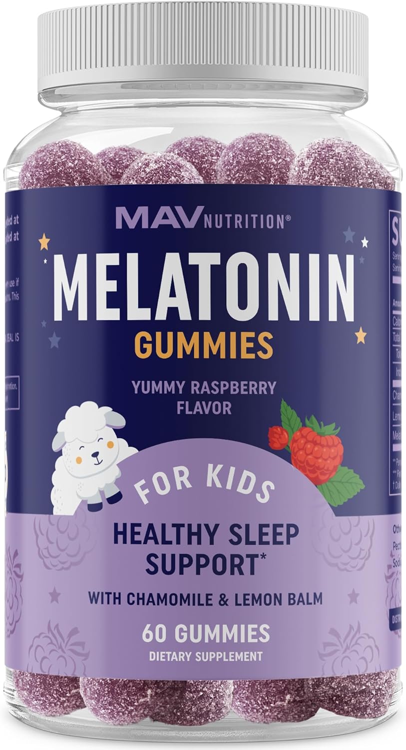 Melatonin Gummies for Kids | 0.5mg Per Gummy | Gentle Rest Support for Children Ages 2+ | Low-Dose Chewable Rest Aid For Kids | with Lemon Balm & Chamomile | Non-GMO, Third-Party Tested 60ct