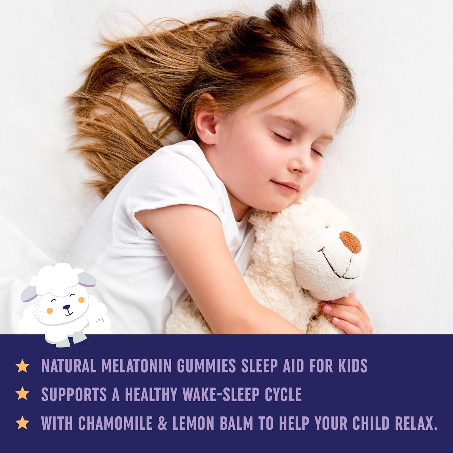 Melatonin Gummies for Kids | 0.5mg Per Gummy | Gentle Rest Support for Children Ages 2+ | Low-Dose Chewable Rest Aid For Kids | with Lemon Balm & Chamomile | Non-GMO, Third-Party Tested 60ct