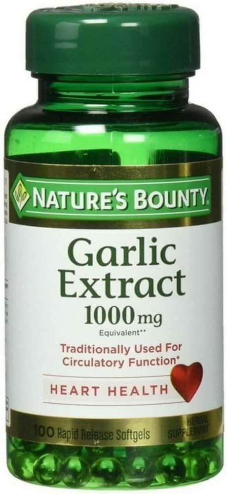 Nature's Bounty Garlic Extract 1000 mg Softgels for Cardiovascular Support,100 ea (Pack of 2)